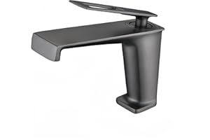SJQKA Rubinetto Bagno Lavabo Cascata grigio, Miscelatore A Cascata Lavabo Bagno, Rubinetto Per Acqua Fredda E Calda, Design A Cascata, Rubinetto A Cascata