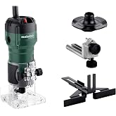 metabo FM 500-6, 500 W Edge Milling Machine with 6 mm Clamp | Compact Wood Trimmer with Parallel Guide, 32000 RPM and Guide R