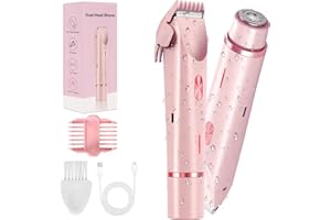 DAILIENFUS Intimrasierer für Frauen, 2-in-1 Elektrischer Damenrasierer,USB-C Aufladbarer Dual-Head Trimmer für Gesicht, Beine, Arme & Bikinizone, Wasserdicht, Nass und Trockengebrauch, Leicht zu Reinigen