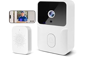 AMFUN Sonnette sans Fil, Sonnette Vidéo sans Fil avec Caméra, Conversation Bidirectionnelle, Vision Nocturne, Alimentation par Batterie, Installation Facile, Prend en Charge Le Stockage Cloud - Blanc