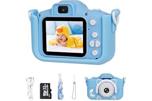 GOOPOOL Kinderkamera mit 32GB SD-Karte Selfie Digitalkamera,Kinder Kamera 1080P 2,0-Zoll-Bildschirm,Kamera Kinder Digitalkamera Anti-Drop Fotoapparat Kinder für Geburtstagsgeschenk Weihnachten Spielzeug Blau