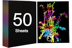 BOROCO Lot de 50 feuilles de papier à gratter arc-en-ciel format A4, gravure au laser et matériaux de marquage, coffret cadeau créatif, 280 x 208 mm