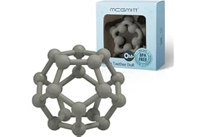MCGMITT Mordedor Bebé de Silicona - Juguete la Dentición del Bebé Pelota Sensorial Agarre Luz y Suave Juguetes para Bebés de 0 a 12 Meses sin BPA Tamaño 10cm Regalos para Recién Nacidos (Gris verdoso)