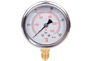 THERMIS Manometro (0-100 bar) Resistente agli urti G 1/4 connettore dal basso 63 mm 304G