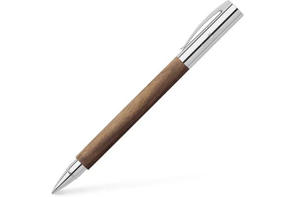 Faber-Castell 148585 - Roller Ambition Noyer, largeur de trait 0,5 mm, mine noire, avec emballage cadeau