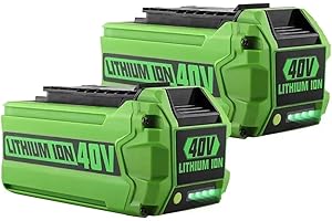 WFGJSK Batterie da 40 V 6 Ah agli ioni di litio Batteria di ricambio for tosaerba e utensili elettrici compatibile con GreenWorks G-MAX(2pcs)