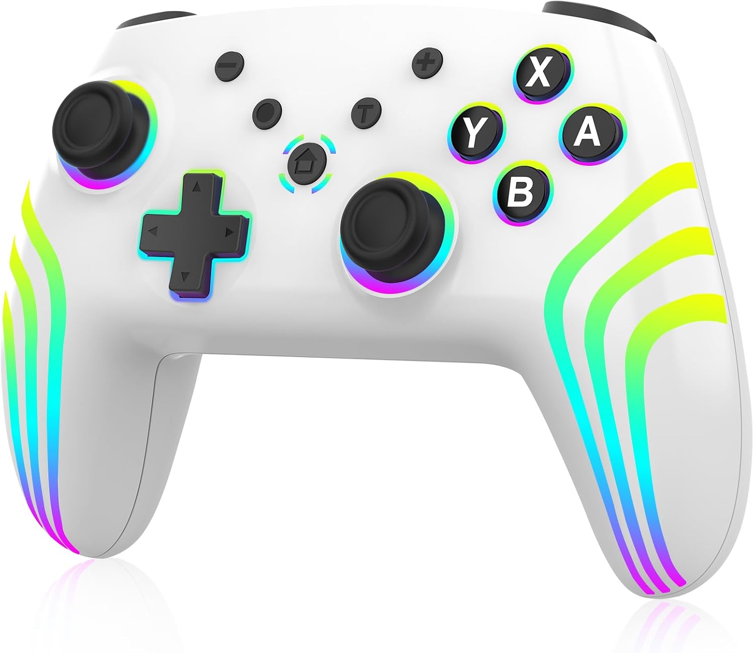 MYSTILUCK Mando Inalámbrico Pro para Switch/Switch 2/Lite/OLED/PC, Controller con Iluminación RGB Cambiante 7 Colores/Joystic