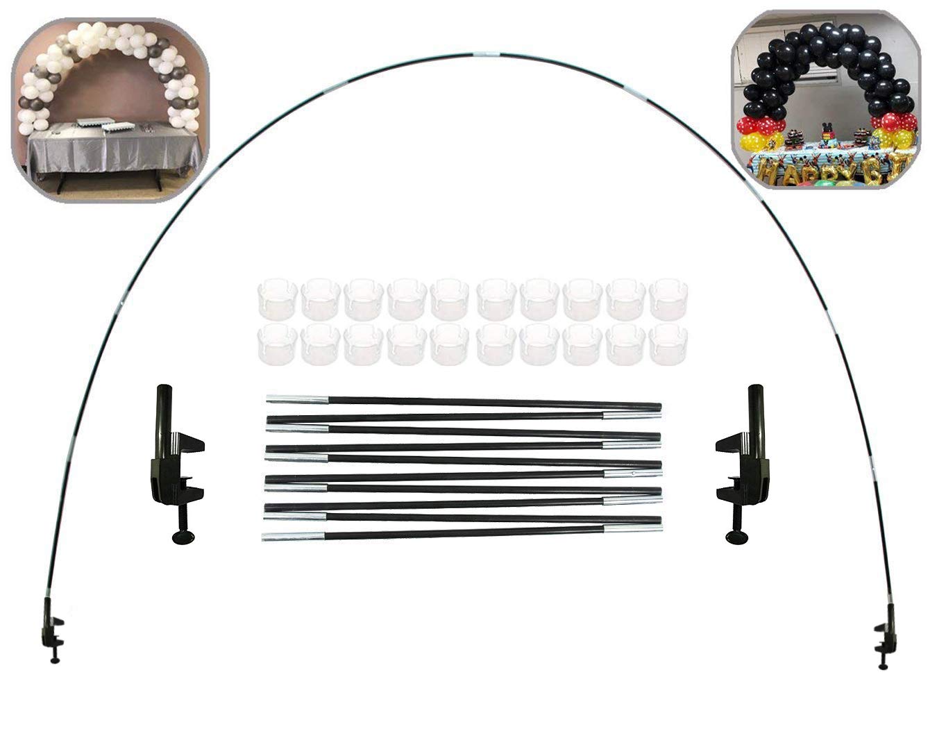 LANGXUN Riutilizzabile Black Table Balloon Arch Kit con Durable Fiber Rods Regolabile Pallone Arch Frame per Compleanno… - immagine 3
