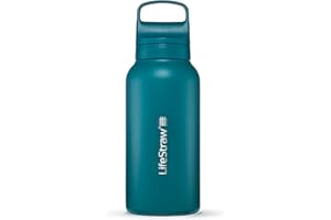 LifeStraw Go Series — Gourde filtrante en inox 1l pour les voyages et l’utilisation quotidienne. Élimine les bactéries, les parasites et microplastiques, améliore le goût, Laguna Teal (bleu pétrole)