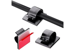AONAT 100 Piezas Clips de Cable de Exterior,Organizador de Cables Autoadhesivo,Adhesiva Clips Decorativos de Luces para Cable de USB,Cargador,Soporte de Alambre para Navidad y Cadenas de Luces (Negro)