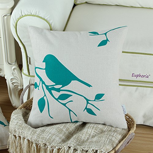 Euphoria Kissenbezüge für 4 Kissen, Vintage Vögel, 45cm x 45cm - 5