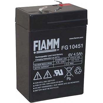 Batterie Au Plomb-gel Fiamm 6V 4.5Ah - Technologie AGM Sans Entretien - Pour Alarmes, éclairage De Secours, Jouets électriques - 8