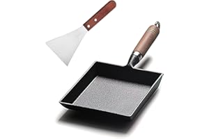 Rong Tian X Poêle à tamagoyaki en fonte pré-enduite - 22,9 x 17,8 cm - Idéale pour omelettes aux œufs japonaises