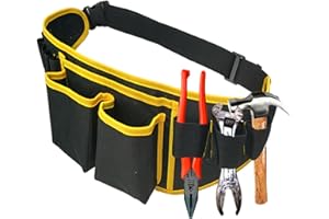 NLONLL Ceinture Porte Outil en Tissu d'Oxford - 3 Poches et 10 Boucles - Réglable de 38 cm à 130 cm - Noir