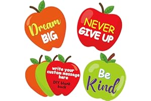 BeYumi 45Pcs Apples Positive Sayings Accents Cutouts Classroom Bulletin Board Decoration Inspirational Quotes Motivational Name Tags Wall Decro Creative Back to School Educational Teacher Supplies