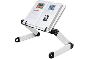 SYITCUN Adjustable Ergonomic Book Holder, Height & Angle Adjustable - Aluminum Book Stand for Heavy Textbooks, Tablets & More