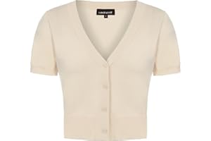 MINTLIMIT Womens Cardigans 3/4 Sleeve Knitted Cropped Cardigan with Four Buttons Vintage Dress Cover Up Buttons Down Bolero Shrug