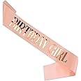 WOBBOX Birthday Girl Sash, Happy Birthday Sash For Girls, Birthday Sash For Kids, its my birthday Sash, Birthday Decoration, Rose Gold Glitter Birthday Girl (1 Pcs) (FP3580)
