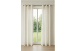Generico Tenda coprente canapone effetto lino con 8 anelli – 140x270 cm – 7 colori (Bianco)