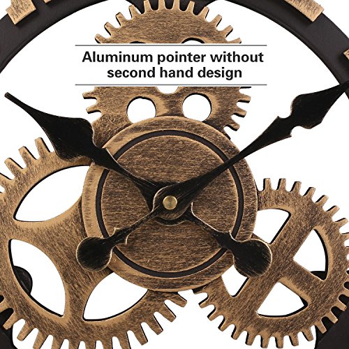 SOLEDI Wanduhr Europäische Vintage Handarbeit 3D Dekorative Zahnrad aus Holz (Farbe Kupfer) - 4