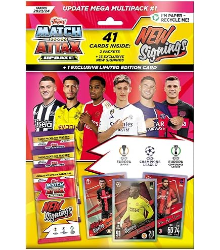 Topps Match Attax 23/24 Update Mega Multipack #3 – 41 Cards Inc. 16 Snow Baller Cards + Randal Kolo Muani Limited Edition