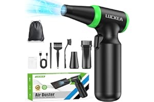 ‎LUCKEA Elektrische Staubgebläse Druckluftspray für PC Reinigung - 3-Gang Air Duster 130000 U/min, Mini-Gebläse, Staubgebläse für Tastatur, Outdoor, Haus und Auto, Compressed Air Luftdruckspray Staubtuch