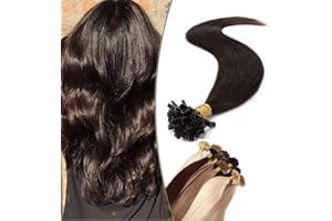 14"(35cm) SEGO Extensiones Queratina Pelo Natural sin Clip [0.8g*50 Mechas] #2 Castaño Oscuro U Tip Keratina Cabello Humano Balayage Remy Human Hair (40g)