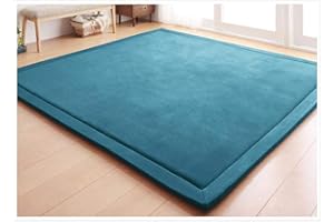 Fancytan Coral Velvet Area Rugs Play Mat Carpet Crawling Mat for Nursery Baby Toddler Children Kids Room, Yoga Mat Exercise Pads(Blue Green,200 x 200cm)