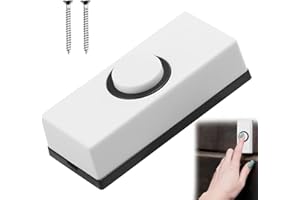 VIERONE 1 Pcs Doorbell Button Wired Door Bell Push Switch Wall Mounted Weatherproof Plastic Button with 2Pcs Screws Wired Doorbell Button fits Most Doorbell Chime White Stainless Steel and Plastic