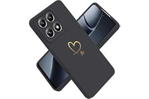 Paitech für Xiaomi 14T Pro 5G Hülle, Ultra Dünn Weiche TPU Silikon Case Stoßfeste Schutzhülle Kameraschutz mit Niedliche Gold Love Herz Muster Hanyhülle für Xiaomi 14T Pro, Schwarz