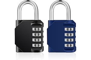 ZHEGE Candado con Combinacion, Candados con Claves de 4 Dígitos para Taquillas de Gimnasio, Taquillas Escolares, Candado Combinacion Exterior para Puerta de Valla, Cobertizo (2 Piezas, Negro y Azul)