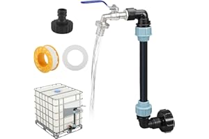 Vaskula Robinet IBC Col de Cygne de Cuve Robinet Cuve 1000L Adaptateur IBC avec Col de Cygne 3/4'' Raccord Cuve IBC Robinet Kit pour Réservoir d'eau de Pluie 1000L Recuperateur d Eau de Pluie