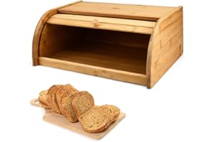 LPAMABA Porta Pane in Legno,Contenitore per Pane con Coperchio Scorrevole,Cassetta per Pane Legno,Portapane con Coperchio Arrotolabile per Bancone della Cucina per Conservare il Pane