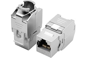 ZHITING Lot de 2 modules Keystone RJ45 CAT 7 femelle câble LAN 10 Gbit/s à 1000 MHz AWG 22-24 sans outil LSA entièrement blindé STP Prise encastrable RJ45 femelle Borne de coupe pour panneau de brassage et