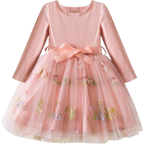 Robe Princesse Bébé Fille Sans Manches Tutu Floral – Broderie Fleurs Nœud Tulle – 6 Mois à 4 Ans – Robe Été Chic