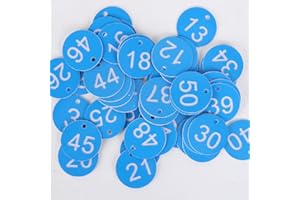 SAGASAVE 50 dischi numerati incisi, 1-50 etichette in plastica con numeri identificativi, segnaposti, targhette per armadietti, feste, ristoranti, club, hotel (blu)