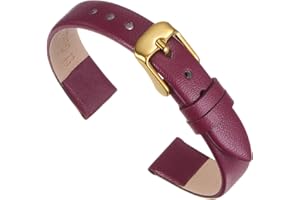 QUARKZMAN Genuino Cuero Correa, Liso Plano Cuero Reloj Correa para Hombre y Mujer