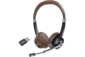 Conambo Bluetooth Headset mit Mikrofon,Kabelloses Headset mit Mikrofon mit HD Stereo Sound & 25 Stunden Spielzeit,Headset Bluetooth 5.0 mit USB-A Dongle für Laptop/PC/Mac-DSP Geräuschunterdrückung