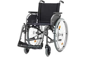 Bischoff & Bischoff S-Eco 2, HMV Nr. 18.50.02.0104, faltbar, Reise-Rollstuhl mit Kniehebelbremse, Transport-Rollstuhl für zu Hause und unterwegs, 43 cm Sitzbreite, anthrazit