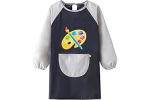 PAITOK Tablier d'Art pour Enfants, Tablier Imperméable avec Manches Longues Parfait pour la Peinture, la Cuisine, Beau Tablier pour Enfants de 6 à 12 Ans, Filles, Garçons