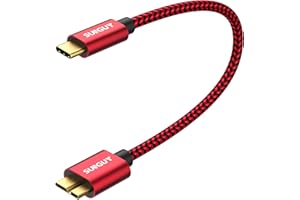 SUNGUY Kabel do dysku twardego USB C, 0,3 m, 5 Gbps, USB 3.0 Micro B na C, kabel typu C do zewnętrznego dysku twardego, SSD, Seagate Expansion, WD Elements itd. - czerwony