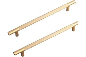 FVIZAL Gold Cabinet Handles, 2 Pcs, 214 Mm, Modern Vintage Handles for Kitchen Cupboards & Chest of Drawers - Gold Colour