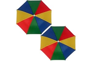 KAIAIWLUO Regenschirmhut,2 PCS Regenbogen Sonnenschirm Kopf Angeln-Regenschirm-Hut mit Elastischen Bändern Verstellbarer Regenschirmmütze Sonnenschirm Hut für Erwachsene Kinder Outdoor Angeln Gartenarbeit