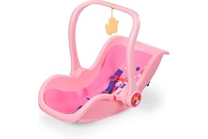 Babyfödd babystol, rosa, docka babystol med bärhandtag, säkerhetsbä och släpvagn
