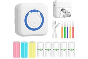 DWDHYEAN Imprimante Photo Portable, Mini Imprimante Photo Instantané sans Fil, Imprimante Thermique sans Fil BT Imprimante Mobile, Imprimante pour Photos Liste (D)