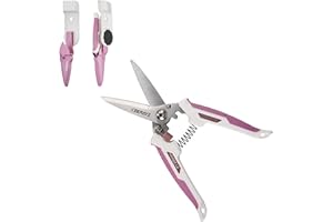 CEERAYZ 8" Cisaille Multi Usage, Ciseaux industriels robustes, Cisaille de jardin pour projets DIY, bureau, lignes de production et jardinage, avec étui protecteur et support magnétique (Blanc Rose)