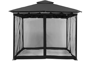 MIFXIN 2024 Nuovo gazebo Mo-squito Net Outdoor Gazebo Rete di ricambio universale a 4 pannelli pareti laterali con cerniera impermeabile Mo-Squito rete (3 x 3 m, nero)