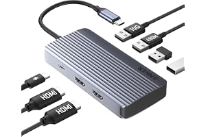 Anker 7-i-1 USB-C Hub, Dual Display USB-C dockningsstation, Dual HDMI Display, 100W strömförsörjning, 10Gbps dataöverföringar, USB-portar för MacBook Air/Pro, Dell XPS, iPad Pro och mer