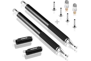 MEKO - Lápiz óptico de precisión para pantalla táctil 2 en 1, con 3 puntas reemplazables para iPad, tabletas, iPhones, smartphones, Samsung Galaxy Note/Tab negro 2 negros.