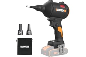 WORX 20V soplador de Polvo inalámbrico con Motor sin escobillas – colector de Polvo eléctrico para Limpieza, soplador de Aire comprimido (WX099 con batería y Cargador)